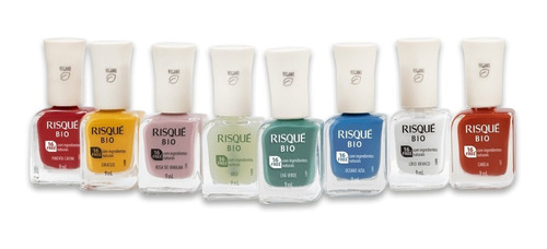 Kit Esmaltes Risqué Bio Com 7 Cores + 1 Base Completo