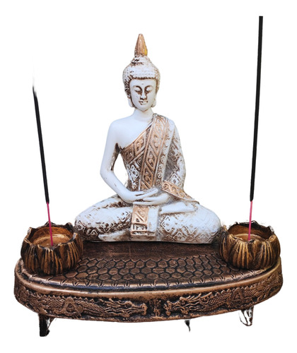 Buda Hindu Médio 20 Cm Com Aparador Altar Esotérico Resina