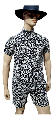 Conjunto Short Camisa Hombre Animal Print