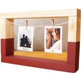 Porta Retrato Vazado Polaroid Em Madeira (cores)- Tipo Varal