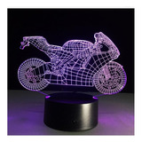 Lampara 3d Led Moto Deportiva  Ilusion 7 Colores 