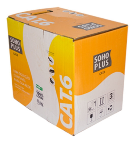 Cabo De Rede Cat6 Soho Plus Branco 50m + 8rj45 Cat6 + 8capas