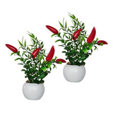 2 Plantas Artificiais Folhagem Ornamenta + Vaso Decorativo