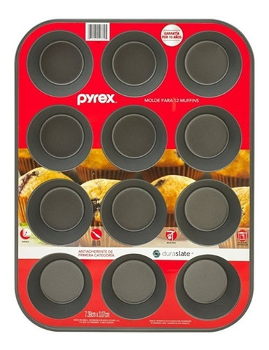 Molde 12 Muffins Pyrex Teflon Antiadherente Cupcake 7x3cm