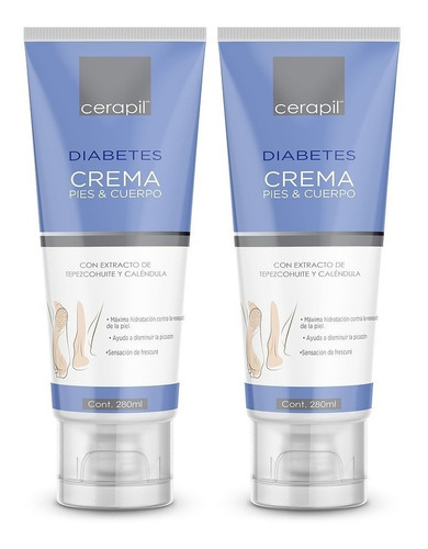 Crema Hidratante Para Pies Y Cuerpo Cerapil Diabetes 2 Pzas