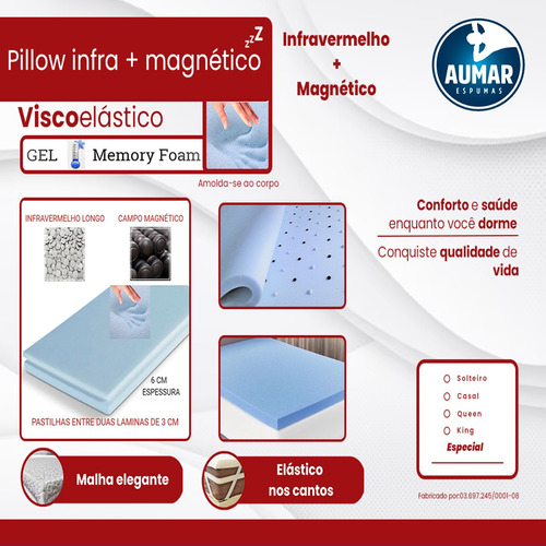 Pillow Top Infravermelho + Magnético Viscoelástico Gel Casal