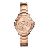 Reloj Dama Fossil Izzy Analogo Color De La Correa Rose Gold