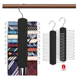 2 Pack Tie Rack For Closet, Premium Wooden Necktie Organizer