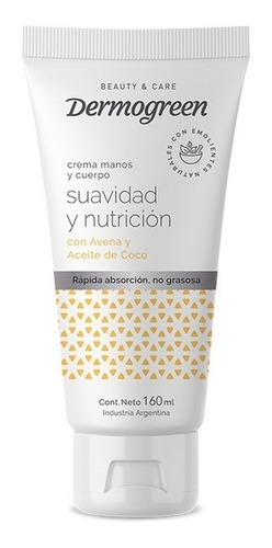 Crema Dermogreen Cruelty Free C/avena Y Coco X160ml