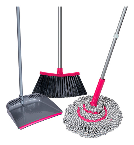 Kit Mop Mr. Twister Con Recogedor Quita Pelusa Y Escoba 