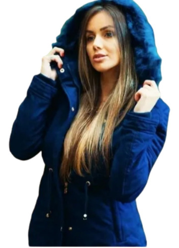 Parka Feminina Sarja Forrada Em Pelúcia Casaco Tendencia