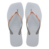 Chinelo Havaianas Ponta Quadrada Square Glitter Cinza Gelo