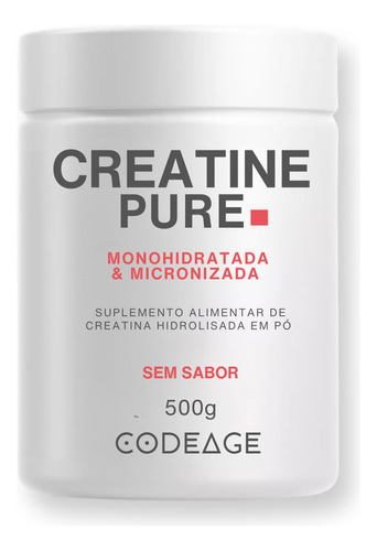 Creatina Monohidratada 100% Pura 500g Codeage Sabor Natural