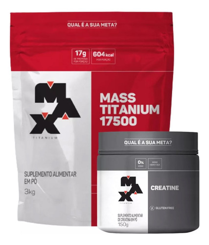 Combo Hipercalórico Mass 3kg + Creatina 300g - Max Titanium