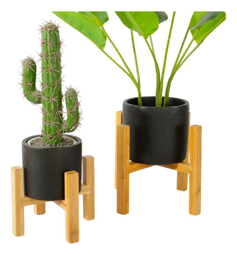 Pedestal Plantas Base Macetas / Soporte Porta Macetero Bambú