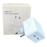 Fonte Turbo 35w Para iPhone Dupla Usb-c 11 12 13 14 15 Orig