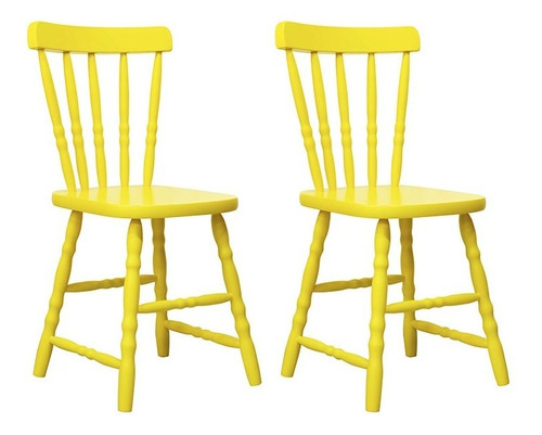 Cadeira Country Dalas De Madeira Lacada Color - 2 Unidades