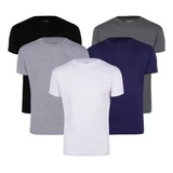 Kit 5 Camisas Básicas Masculinas 100% Algodão Várias Cores