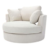 Sillon Premium 1m Individual Redondo Moon Pana - Blanco