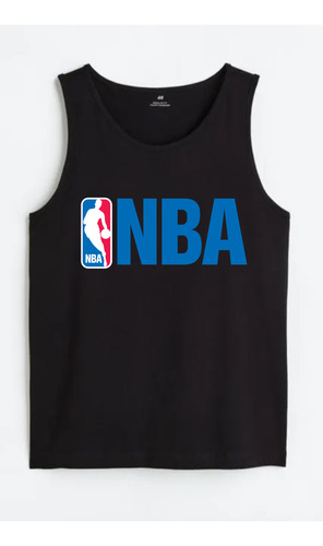 Polera Musculosa Negra Nba Estampada 100% Algoodon - M002