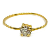 Anillo Solitario Cintillo Cristal 18k T:16 