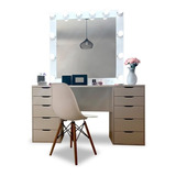 Tocador Con Espejo Comoda Vanity Hollywood Blanco Recamara