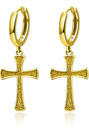 Pendientes De Cruz De Oro Para Hombres Pendientes De Aro De 