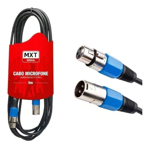 Cabo Mxt P/ Microfone - Balanceado Dmx Xlr Canon - 5 Metros
