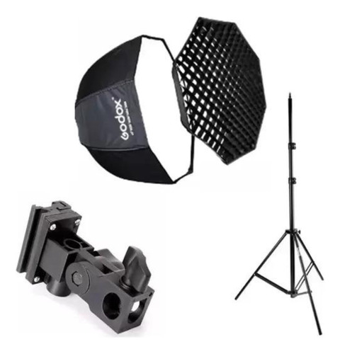 Kit Softbox Godox 120cm C/ Grid + Tripé + Suporte Para Flash