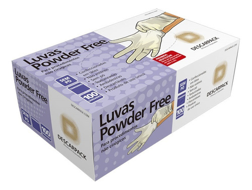 Luva Látex Sem Pó Powder Free Tam: G - Descarpack Cx/100