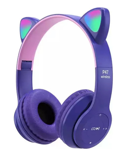 Fone Ouvido Bluetooth Gatinho Gamer Criança Presente Meninas