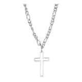 Collar Dije Religioso Color Plata De Acero Cruz Hombre Mujer