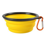 Plato Portatil Plegable Silicon Mascota 450ml Perro Gato Color Amarillo