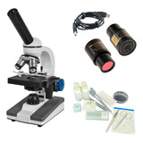 Microscópio Biológico Profissional Com Câmera 2mp Digital 