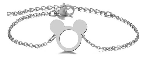 Bonita Pulsera De Mickey Mause Plateada Excelente Regalo