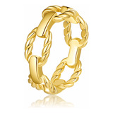 Yegieonr Anillos De Eslabones De Cadena De Oro Para Mujer, A