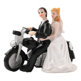 Figuras De Novios, Novia Romántica Y Novio Moto Pastel De