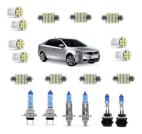 Kit Lampadas Leds + Super Branca Farol/milha Kia Cerato