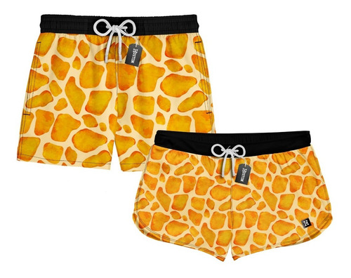 Kit Casal Short Praia Girafa Animal 0002