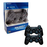 Controle Compatível Ps3 Playstation Sem Fio Kit Com 2 Preto