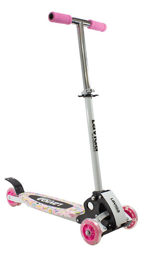 Scooter Patín Movible Infantil Led Diseño Niñas Y Niños Color Rosa Stickers