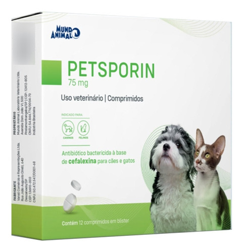 Petsporin 75mg Cães E Gatos 12comprimidos