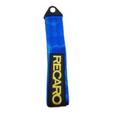 Tirón Jalón Universal Tela Bordado Azul Recaro Letra Oro 