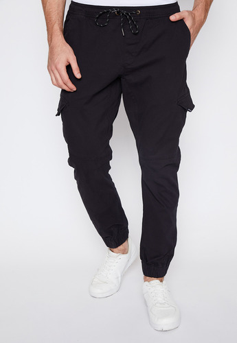 Pantalón Hombre Negro Jogger Cordónes Family Shop