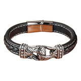 Pulsera Cuero Trenzado Big Knot, Cierre Magnético, Hombre