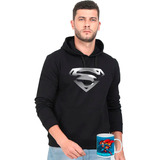 Poleron Canguro Superman Elegante + Tazon Regalo Perfecto