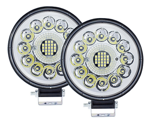 Kit De Faros Redondos 41 Leds Estrobo Blanco 48w Tunelight