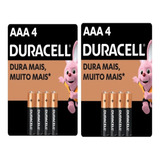 Kit Com 8 Pilhas Alcalina Duracell Palito Aaa (2 Packs C/4)