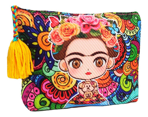 Cosmetiquera Artesanal Frida 01 Con Llavero De Regalo F