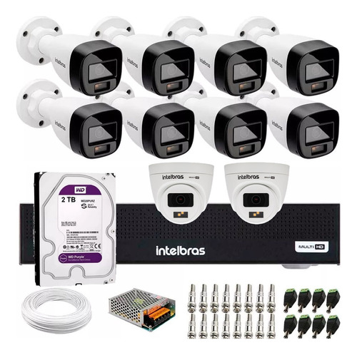 Kit 10 Câmeras Full Color Intelbras Dvr 16ch Full, Hd 2tb